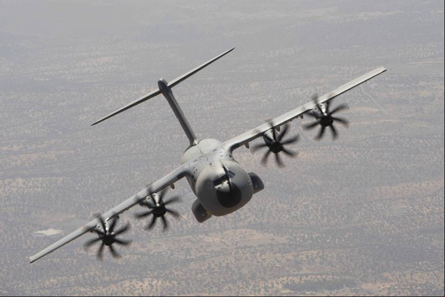 Vista frontal del nuevo A400M, que usar