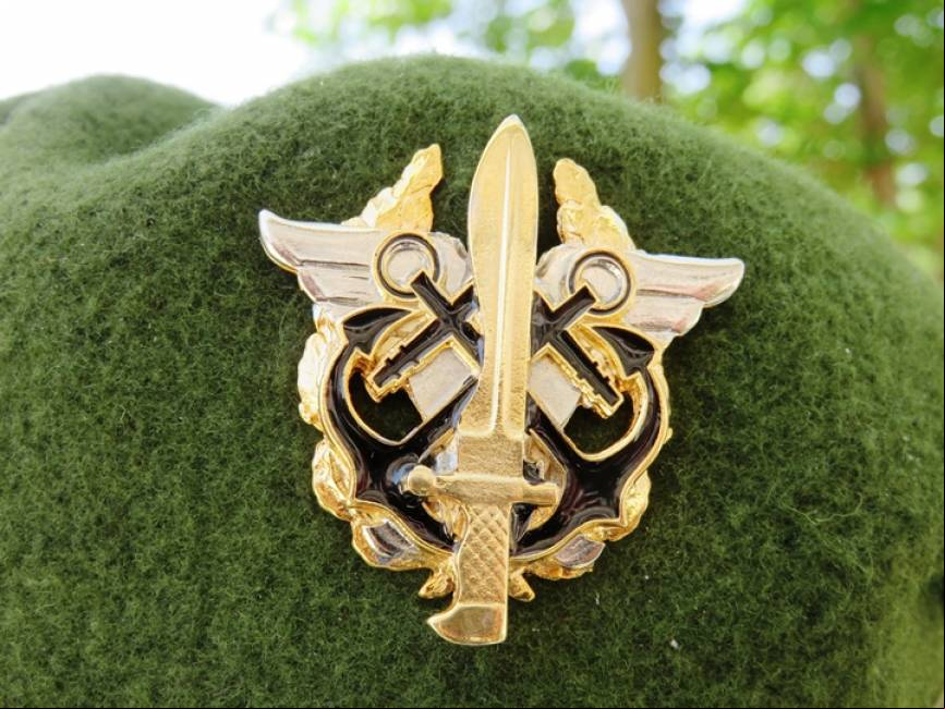 El personal del MCOE lleva una boina verde identificativa con el emblema caracter