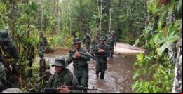 Unidades de combate durante patrulla en la selva Amaz